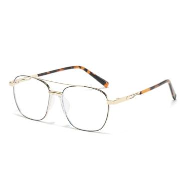 Imagem de VFDHN Armação de óculos de metal para homens com lentes substituíveis (preto dourado)
