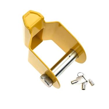 Imagem de Jectse Travador Travamento Trava, Liga Amarela de Zinco Pesado Liga Anti -roubo Trailer Trava Com 3 Teclas, Trava de Língua de Alta Visibilidade para Caminhão, Trava Portátil de Engate