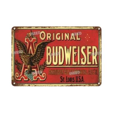 Imagem de Placa De Metal Vintage Budweiser Beer Tin Sign Para Decoração De Bar E