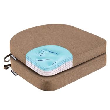 Imagem de Nordjager Almofadas de cadeira para cadeiras de jantar, 2 peças, almofadas de assento de espuma viscoelástica 43 x 40 x 6 cm com laços e capa removível