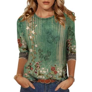 Imagem de Blusa túnica Zeagoo feminina com estampa floral de manga 3/4
