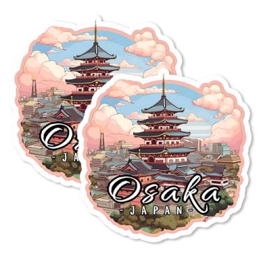 Imagem de Ímãs Osaka Japão 10 cm Pacote com 2 – Ímãs de viagem decorativos de vinil forte para geladeira armário cozinha escritório – Fofo divertido estética legal durável e lembrança de longa duração ID44999