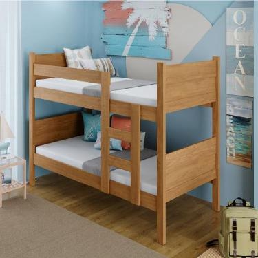 Imagem de Beliche Resistente Fortaleza em Mdf Vira 2 Camas Solteiro Amêndoa - CO