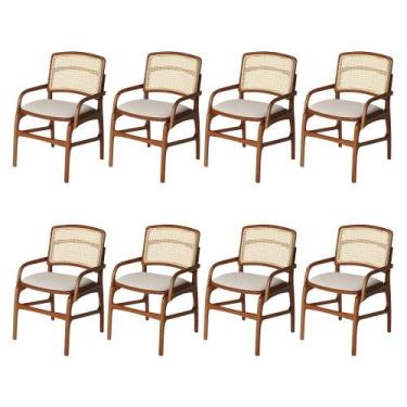 Imagem de Conjunto 8 Cadeiras de Jantar Florença em Madeira Jequitibá Terra Braç