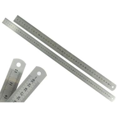 Imagem de Kit Com 2 Régua Metal Inoxidável Marcação De Baixo Relevo Uso Escolar 