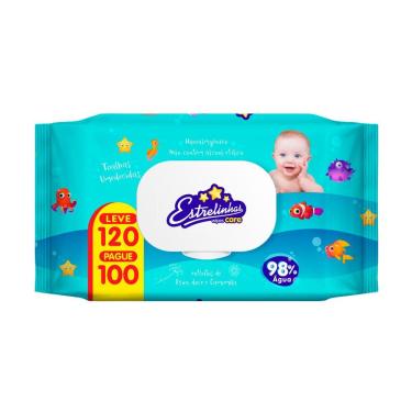 Imagem de Toalha Umedecida Estrelinha Wipes Care Leve 120 Pague 100 Unidades