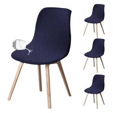 Imagem de XYDHQS 4 capas de cadeira de jantar modernas, capa de cadeira de concha elástica minimalista, capas elásticas redondas para cadeira, capa de cadeira lavável sem braços para cozinha, sala de estar