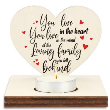 Imagem de Castiçal de madeira em forma de coração, presente de memorial cardeal e simpatia com citações sentimentais decoração de lembrança de madeira rústica para parentes falecidos castiçais SLZ5