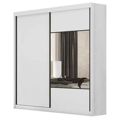 Imagem de Guarda Roupa Versatto Casal 2 Portas 6 Gavetas com Espelho Novo Horizonte Cor Neve