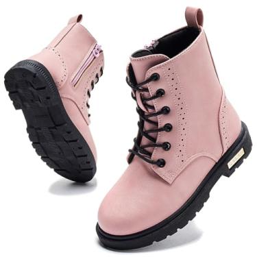 Imagem de Daclay Botas infantis para meninas botas infantis para atividades ao ar livre botas curtas de pelúcia para meninos, Rosa (H2368), 11.5 Little Kid