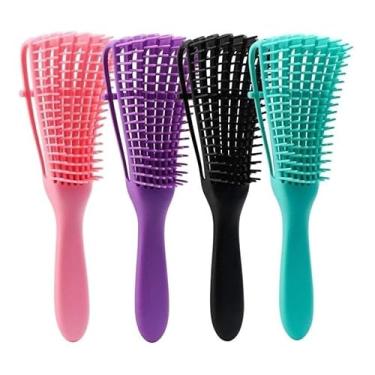 Imagem de Escova Polvo Desembaraçadora Ajustável 8 Garras para Cabelos Cacheados, Lisos e Ondulados – Pente Antiestático com Pega Ergonômica