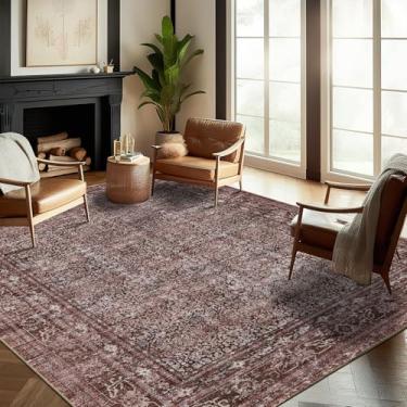 Imagem de CHAMPLANT Tapete lavável 2,5 m x 30,5 cm design boho retrô, sem queda, fácil de cuidar, ideal para áreas de alto tráfego na sala de estar, quarto, escritório, mesa de café, cozinha, tapete grande