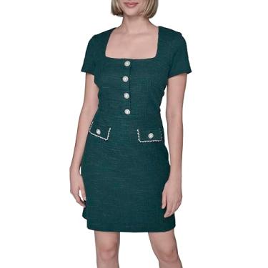 Imagem de Karl Lagerfeld Paris Vestido feminino manga curta stretch textura tweed evasê, Pinheiro, 48