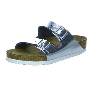 Imagem de Sandália de couro unissex Birkenstock Arizona, Prata, 6-6.5 Women/4-4.5 Men