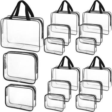 Imagem de Conjunto de bolsas de maquiagem Saintrygo Clear PVC impermeável, 15 un