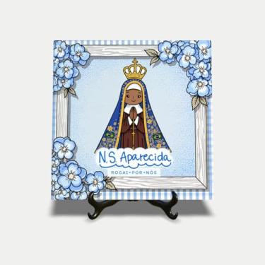 Imagem de Quadro azulejo 15x15cm fé N.S Nossa Senhora Aparecida 25EI