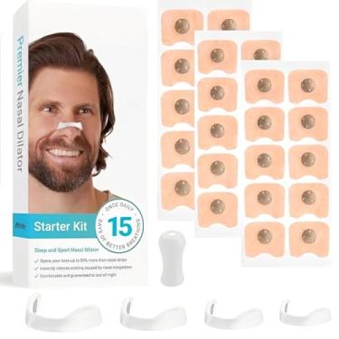 Imagem de Expansor Nasal Magnético Anti-Ronco – Dilatador com Clipe e Tiras para Sono Silencioso, Alívio da Congestão, Respiração Melhorada e Uso em Esportes - BRANCO