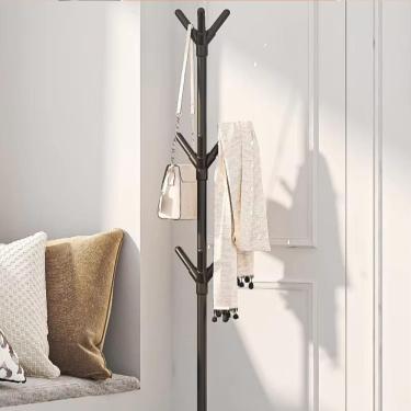 Imagem de Cabideiro Organizador Chao 9 Ganchos Mancebo Arara Roupa Casaco Blusa Bolsa Desmontavel Cor:preto