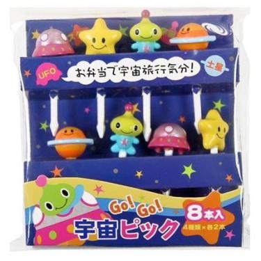 Imagem de Mini garfos palitos infantis petiscos lanches Frutas Espaço - PromoGal