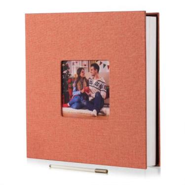 Imagem de Álbum de fotos HoneyTolly Large, 60 páginas, capa de linho laranja