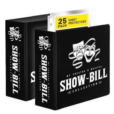 Imagem de Fichário de anel D Show-Bill para Broadway e Teatro com capas de exibição, vem com 25 protetores de folhas para guardar e organizar todas as suas coleções de palco, preto, pacote com 2