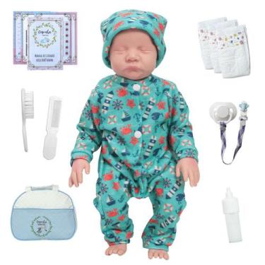 Imagem de Bebê Reborn Menino Realista 100% Silicone Bolsa Acessórios - Cegonha R