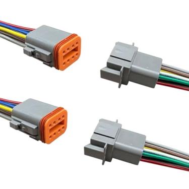 Imagem de Conector elétrico de 8 pinos Deutsch à prova d'água para carro com fio de cabo 17AWG, chicote de fiação macho e fêmea automotivo de 8 vias, trança DT de 8 fios para carros, barcos, caminhões