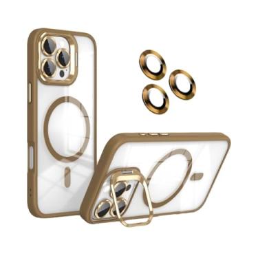 Imagem de Capa de telefone transparente à prova de choque com protetor de lente de câmera Clarity e suporte dobrável – Compatível com MagSafe Slim Clear Cover, proteção antiqueda resistente TPU para iPhone 16