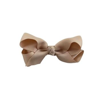 Imagem de Laço Boutique Infantil Tamanho P 7x3 Cm em Gorgorão com Presilha Bico de Pato e Diversas Cores (Bege)