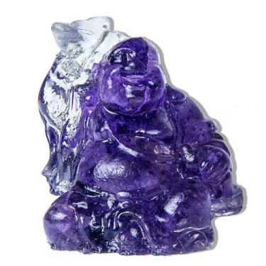 Imagem de Escultura Buda de Ametista Natural em Resina - 70g - 5cm - Atacado