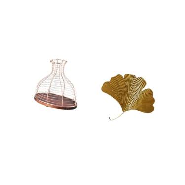Imagem de Fenteer Vaso Moderno Multiuso para Colecionadores de Cortiça E Escultura de Folhas de Ginkgo em Ferro Forjado para Parede para Cozinha, Sala de Estar, Escritó