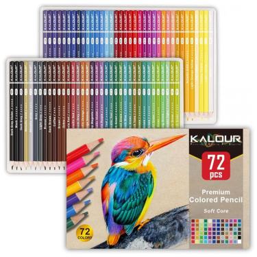 Imagem de Conjunto de Lápis de Cor Kalour com 72 Cores para Livros de Colorir para Adultos, Núcleo Macio, Ideal para Desenhar, Misturar e Sombrear