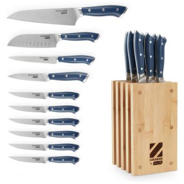 Imagem de Conjunto de Facas em Aço Inoxidável com Bloco Magnético, 11 Peças, DASH, Azul