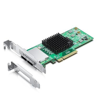 Imagem de ipolex Placa controladora externa PCIe SAS/SATA HBA, chip SAS2008, PCIe 2.0 x8 6Gb/s, igual a 9200-8E, Dual Mini SAS 8088, suporte JBOD/não RAID, compatível com Windows/Linux/VMware