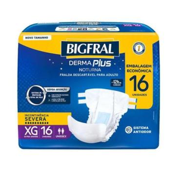 Imagem de Fralda Descartável Bigfral Derma Plus Noturna XG Embalagem Econômica 1