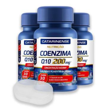Imagem de Kit 3 Coenzima Q10 200mg Catarinense 30 Cápsulas + Porta Cápsulas