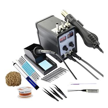 Imagem de Estação de solda 8586D + display digital 2 em 1 ferro de solda elétrico + estação de retrabalho SMD com pistola de ar quente (cor: conjunto-3)
