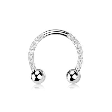 Imagem de Fiiuos 3 anéis de nariz, argolas de aço cirúrgico 316L, zircônia/opala, 16G, piercing de septo, argola articulada, cartilagem, hélice, tragus, concha, torre, lóbulo daith, argola sem costura, unissex