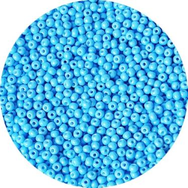 Imagem de Bala&Fillic Grânulos de sementes de cor azul claro tamanho 3 mm 4000 peças/100 gramas, 8/0 contas redondas de artesanato de vidro para fazer joias, brincos, pulseiras, colar