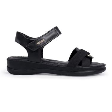 Imagem de Sandália Feminina Papete Ortopédica Leve Ajustável Confortável Via Angel 9604 (Preto, BR, Adulto, Numérico, 38)