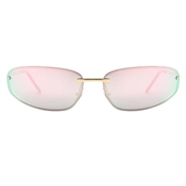 Imagem de Oculos de Sol Oval Premium Original Blogueira Tendencia moda Praia Verão Em Alta UV400 Feminino Unisex - Modelo Next - Cacife Brand (Rose Espelhado)