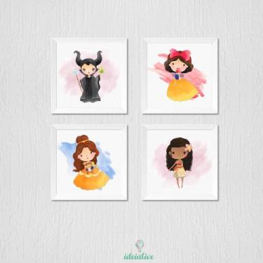 Imagem de Quadro Infantil Princesas Disney - Kit com 4 Quadros Decorativos - no-
