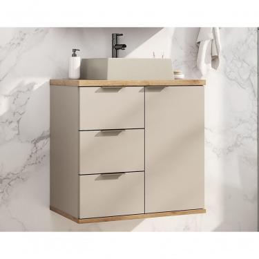 Imagem de Gabinete Com Cuba Aqua 56,7cm Estilare Gab4001 Nude/carvalho