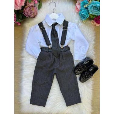 Imagem de Conjunto Meninos Miss Cherry Rafael com Suspensório Preto e Cinto, Pre