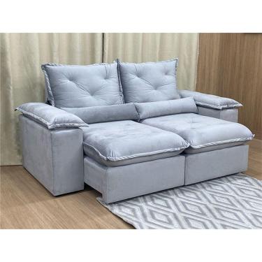 Imagem de Sofá Retrátil Reclinável 2,50 m Cinza Prata 710 Zuqui Plus