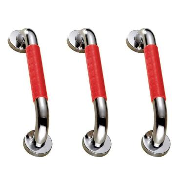 Imagem de Barra de Apoio 4cm Alça Antiderrapante Kit 3 uni Suporte Anti Queda Banheiro Box Escada Idoso Gestante Cadeirante