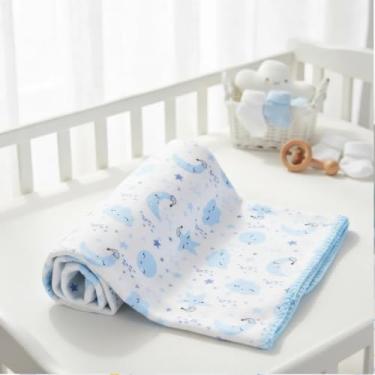 Imagem de Cobertor de Bebê Flanelado 100% Algodão 90x70cm Alvinha Minasrey Nuvens (AZUL)
