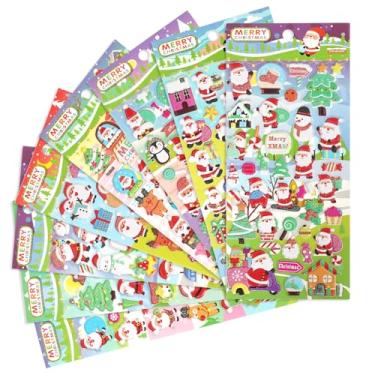 Imagem de Jactales Adesivos de espuma inchada 3D de Natal - 8 folhas de Papai Noel, boneco de neve, rena e pão de gengibre - Pequenos adesivos de Natal para crianças, artesanato e scrapbooking, recompensas de