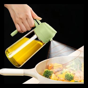 Imagem de Pulverizador de óleo para cozinhar, garrafa dispensadora 2 em 1 para cozinha, 470 ml, grau alimentício para fritadeira a ar, salada, fritura, churrasco