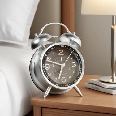 Imagem de Despertador alto para adultos com sono pesado, despertador analógico operado por bateria de 4,5 polegadas para decoração de quartos, preto